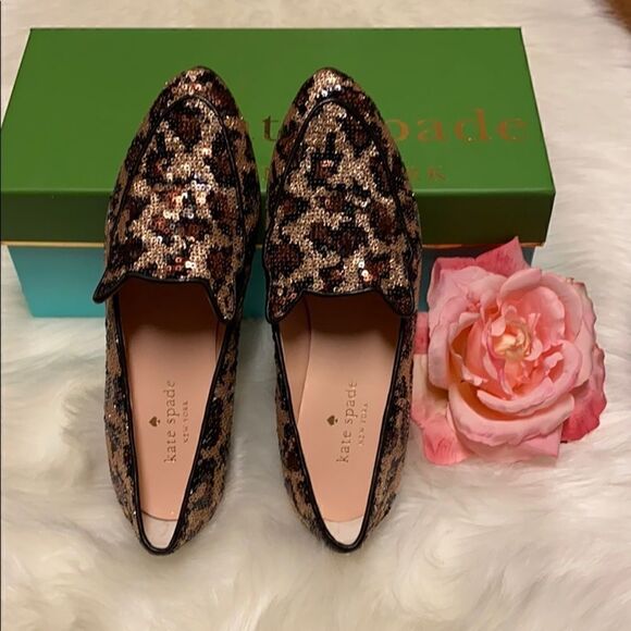 Kate Spade Caty Loafer Leopard Print Sequin Cat - Picture 1 of 9